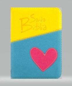 Biblia RVR1960 Troquelada Azul/Amarillo Corazón con cierre