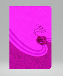 RVR 1960 Biblia Mis Quince, cóctel de frambuesa con aplique símil piel