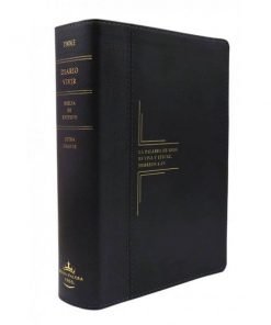 Biblia De Estudio Diario Vivir RVR60 Letra Grande Sentipiel Negro- Ónice