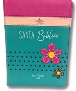 Biblia RVR60 025 cz PJR Primor Fucsia/Rosa/Turquesa con flores