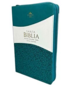 Biblia /RVR6065czti/ LG PJR Clásica Bitono Turquesa/Blanco Índice Cierre Canto D