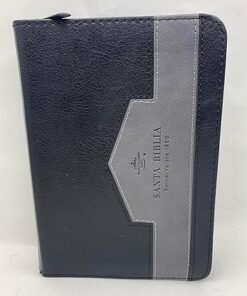 Biblia Tamaño bolsillo reina valera 1960 piel imitación netro/gris cierre índice 8 puntos