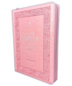Biblia /RVR6085czti/ Letra Gigante PJR Rosa Con Flores Índice Cierre Canto Plateado