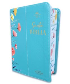 Biblia RV6035c PJR / Sin Cierre Flores Turquesa/ Canto Pintado